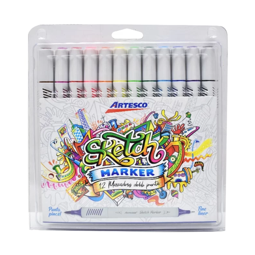 [AR07300603] Marcadores artesco sketch estuche x 12