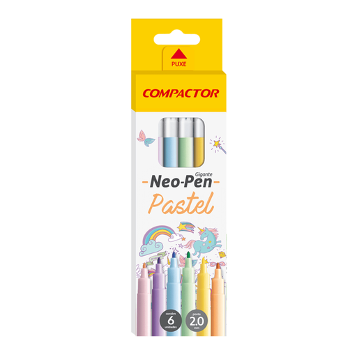[192] Marcadores escolares finos Compactor colores pastel estuche x 6