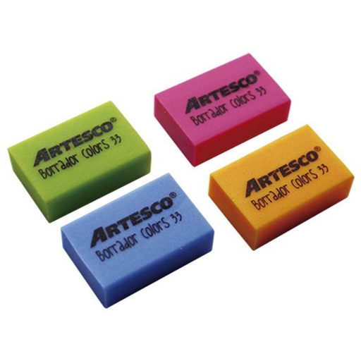 [A-GOMCOL] Goma Artesco colores neón en pote x 24 unidades