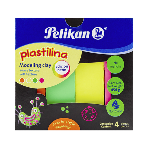 [0670014] Plastilina pelikan 454 g 4 barras colores neón