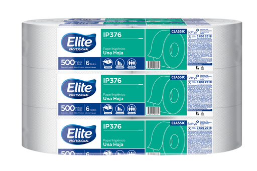 [W10009] Papel higiénico Elite ip 376 Jumbo de 500 m - paquete x 6 rollos