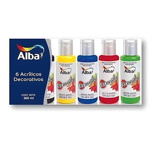 [8250998] Acrílicos decorativos Alba estuche x 6 surtidos