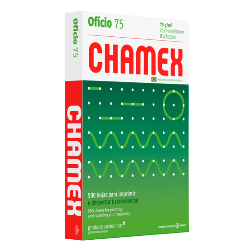 [CHAO] Resma de papel impresion Chamex tamaño Oficio. 75grs x 500 hojas