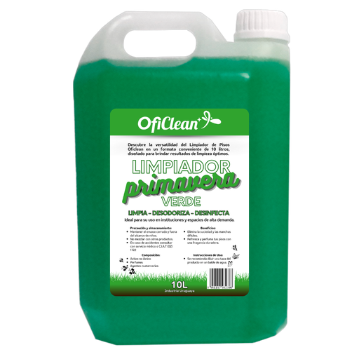 [W6496] Limpiador Oficlean fragancia primavera bidón x 10 L - color verde