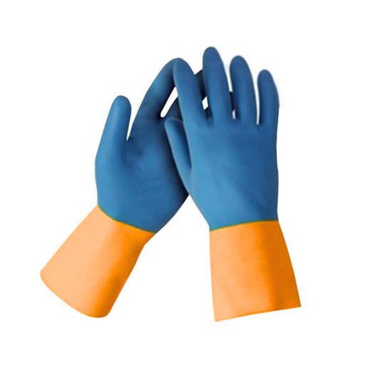 [W5053] Guantes de goma bicolor talle 7 (s)