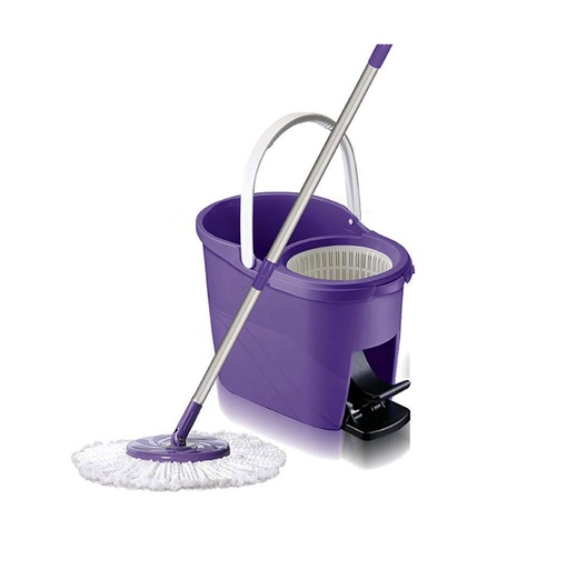 [W100580] Set ideal mágico mopa giratoria con pedal y cabo de acero