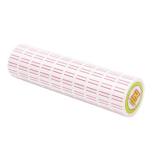 [7868] Etiquetas de precios, tubo x 10 rollos con 2 líneas rojas