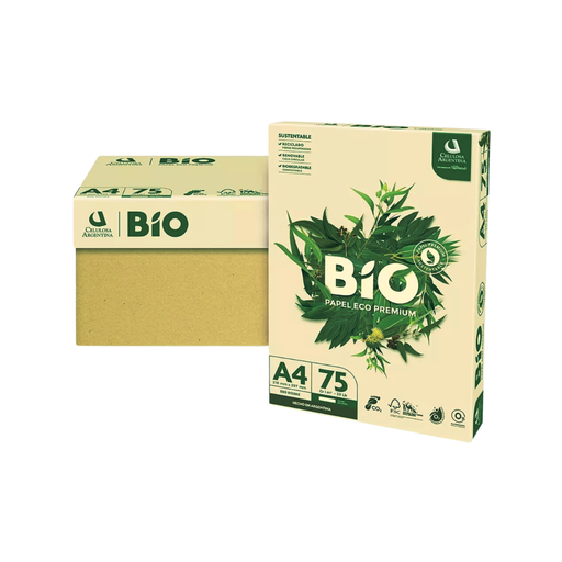 [W1145] Resma de papel reciclado para impresion Bio ecologico A4 75 g x 500 hojas