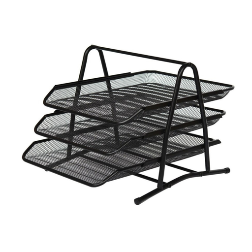 [5171] Bandeja de escritorio de 3 pisos en metal calado