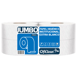 [W100303] Papel higiénico extra blanco Jumbo de 500 mts. Paquete de 4 rollos