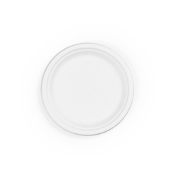 [P011] Plato redondo blanco de bagazo 7 In (17,5 cm) Paquete x50