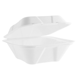 [VW-BP7] Estuche hamburguesa blanco de bagazo 7x7 In (17,5 x 17,5 cm) paquete x50