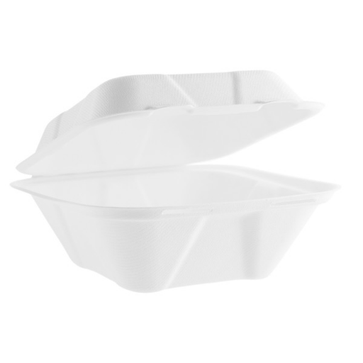 [VW-BP7] Estuche hamburguesa blanco de bagazo 7 x 7 in (17,5 x 17,5 cm) paquete x 50