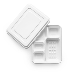 [VWRP5C-SET] Estuche rectangular blanco de bagazo 9x8 In (23 x 20,5 cm) Paquete x50 (copia)