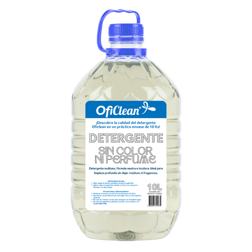 Detergente líquido oficlean neutro e incoloro. bidón pet 10 lts.
