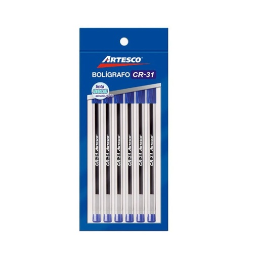 [7070108] Blister x 6 Boligrafos Artesco CR-31 (AZ)