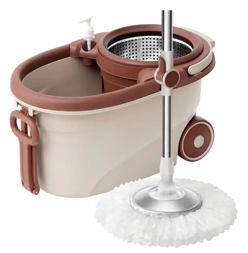 Mopa Giratoria 360 Con Pedal Cesta Acero Inoxidable Premiun