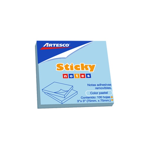 [AR161204 azul] Notas adhesivas pastel artesco 7,5  x 7,5 cm 100 hojas azul