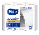 Papel higienico Elite doble hoja rollo x 20 Mt. (Paq. x 12 rollos) ip 385