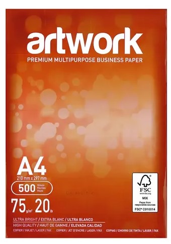 [W1130] Resma de hojas Artwork A4 75 grs. 500 Hj.