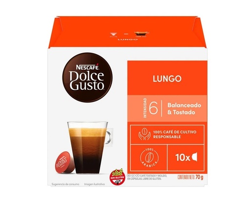 [W0322] Capsulas Nescafé Dolce Gusto Lungo (caja x 10 caps.)