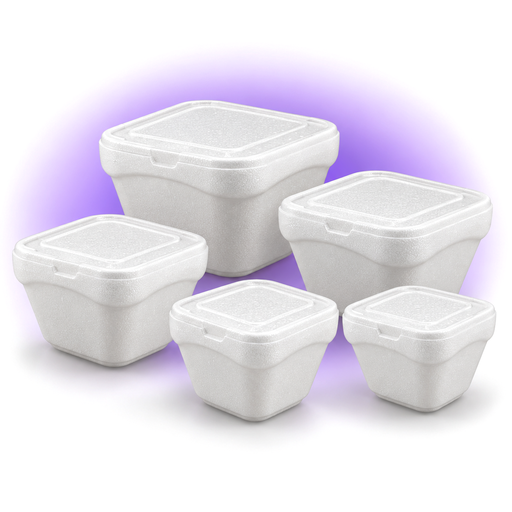 Envase pote térmico de espuma cuadrado funda x 100